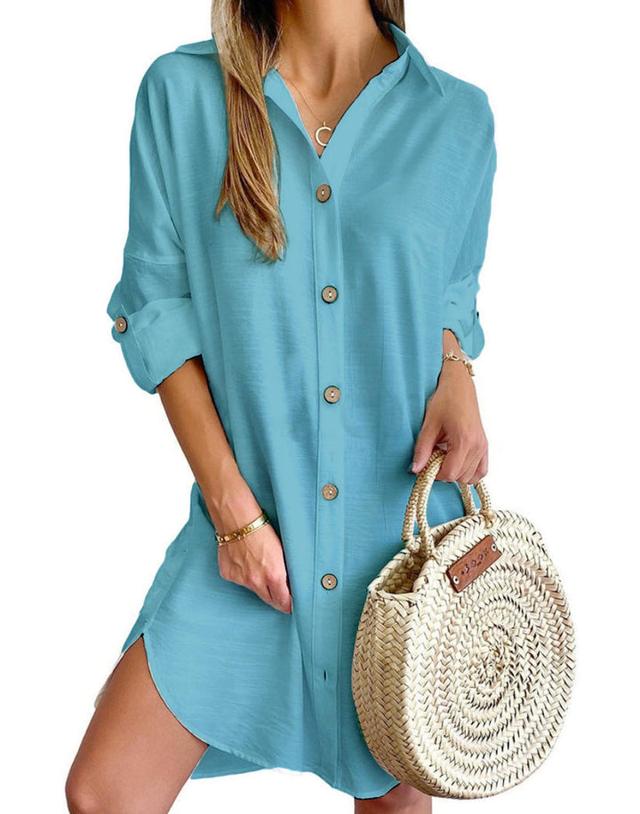 Cassy™ - Classic Button-Up Shirt Dress