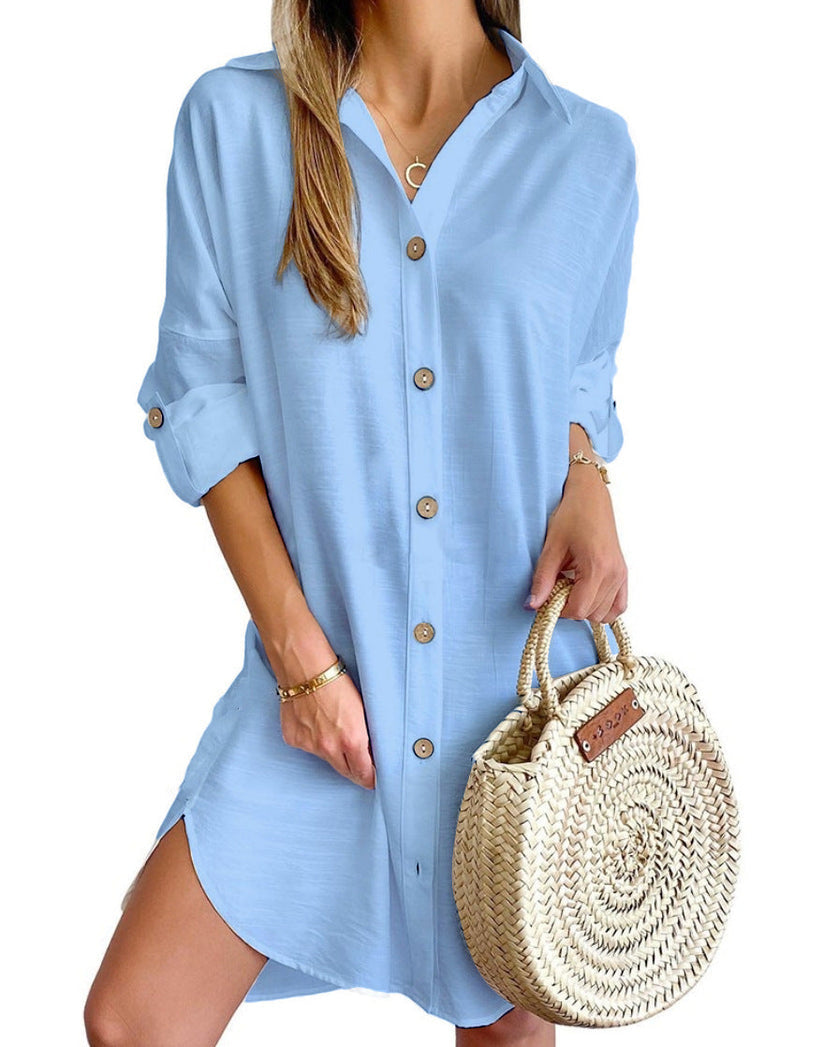Cassy™ - Classic Button-Up Shirt Dress