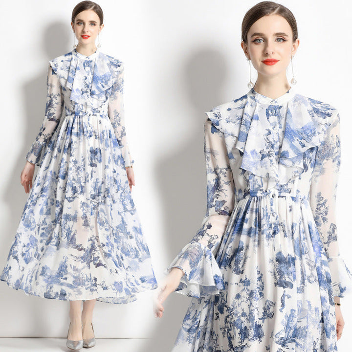 Gabby | Elegant Ink Print Dress