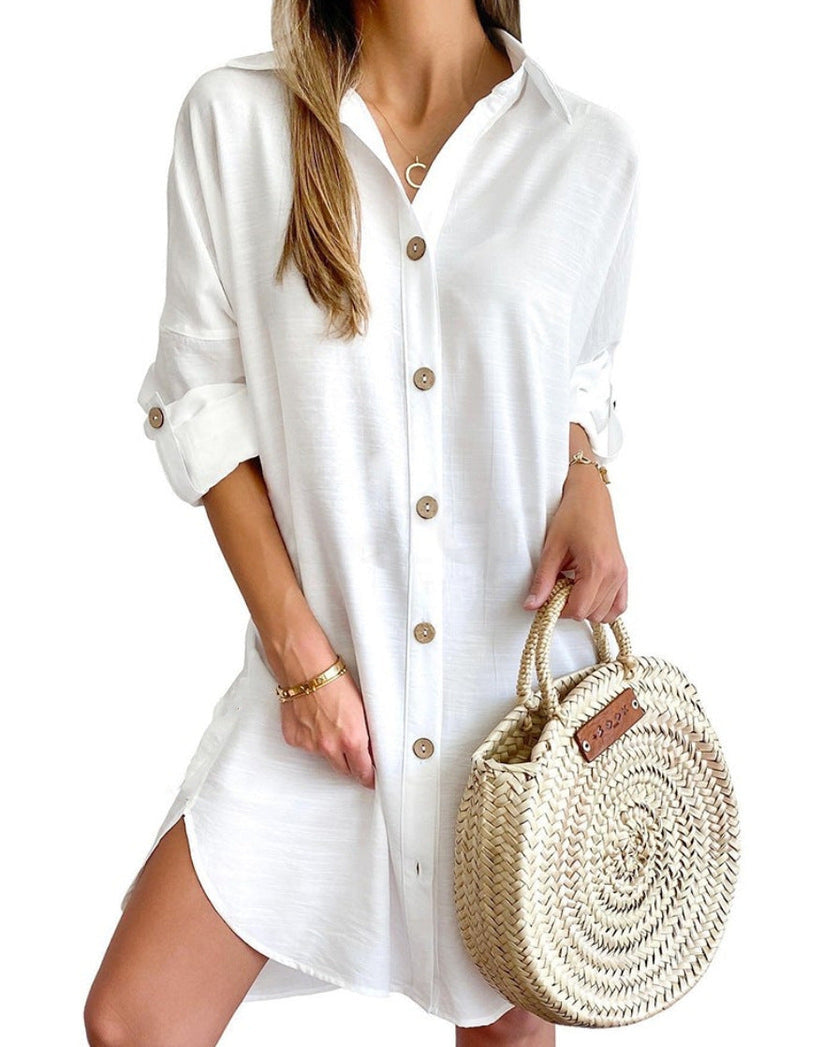 Cassy™ - Classic Button-Up Shirt Dress
