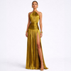 Emma | Metallic Backless Halter Dress
