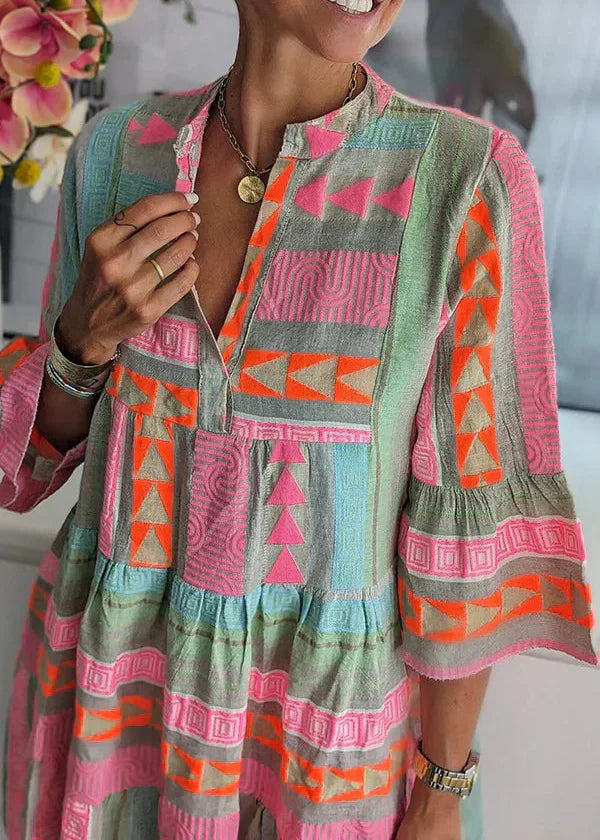 Ava - Chic V-Neck Hemp Summer Dress