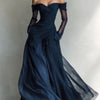Eleonora | Long dress with off-the-shoulder design and mesh inserts