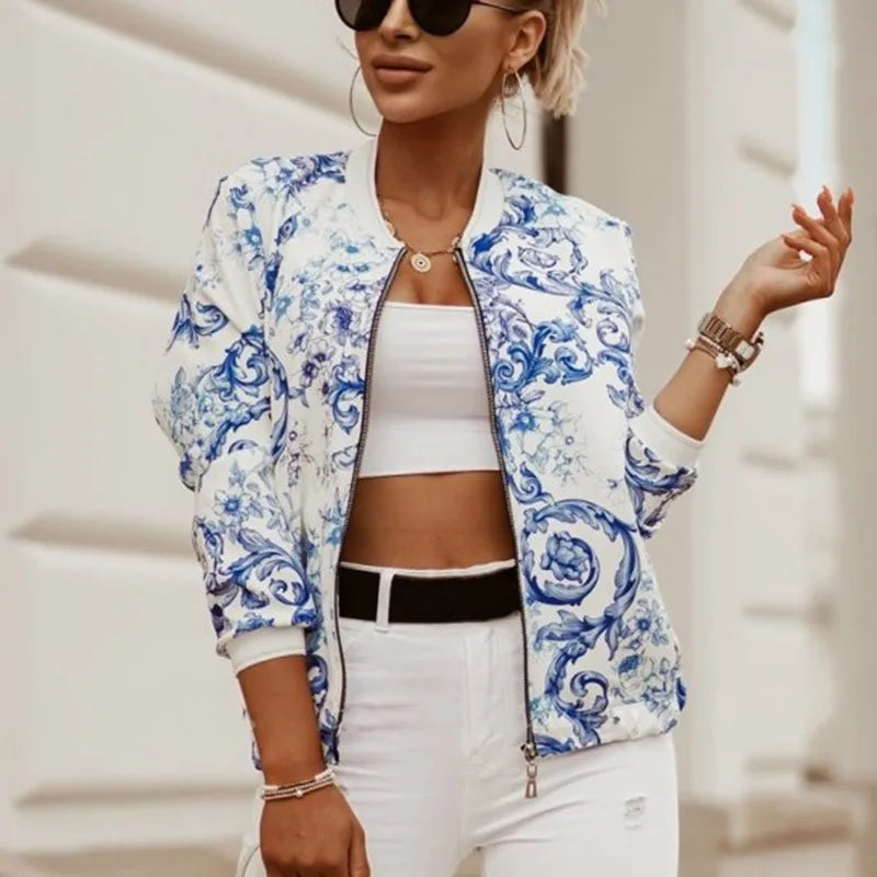 Layla™ - Stylish Flower Print Long Sleeve Jacket