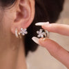 Floral Earrings with Zirconias in Gold