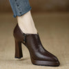 Giselle | Women's High Heel Pumps Platform Block Heel Side Zipper