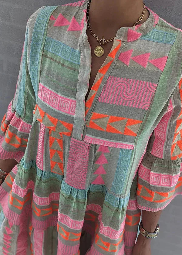 Ava - Chic V-Neck Hemp Summer Dress