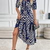 Selina – Geometric Flow Midi Dress