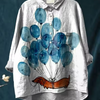 Bowie | Artistic Dachshund Balloon Print Women's Casual Blouse