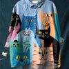 Elara | Artistic Cat & Dog Print Women's Casual Blouse
