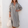 Nadia | Elegant Striped Midi Shirt Dress