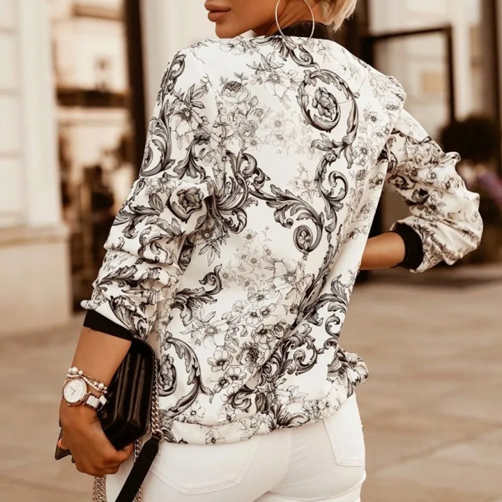 Layla™ - Stylish Flower Print Long Sleeve Jacket