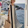 Elara | Soft Striped Panel Maxi Dress