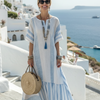 Lone | Relaxed Blue Striped Tiered Maxi Dress