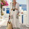 Noemi | Relaxed Ivory Striped Kaftan Maxi Dress