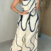 Abstract Pattern Off-Shoulder Maxi Dress