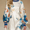 Vintage-style Court-inspired Floral Print Satin Mini Dress