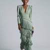 Clara™ | Elegant midi dress with fringe sleeves