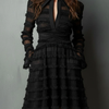 Black Fringe Textured Sheer Layered Mini Dress