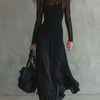 Neroa | Maxi dress with a loose fit in black tulle