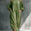 Anika | Green Off-Shoulder Puff Sleeve Maxi Dress