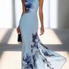 Victoria | Maxi Dress Off-Shoulder in Satin Print