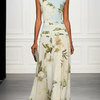 Blue And White Floral Ruffled Boat Neck Sleeveless Maxi Dress