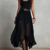 Black Sleeveless Tank Top With Tulle Skirt Maxi Dress (with belt)
