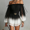 Black And White Gradient Off-shoulder Gradient Chiffon Jumpsuit (with belt)