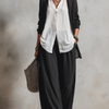 Minimalist Layered Vest Cardigan And Wide-leg Pants Three-piece Set