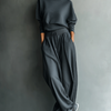 Women's Carbon Knit Set with a stand-up collar and wide-leg pants