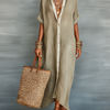 Women's Minimalist Short-sleeved Shirt Maxi Dress