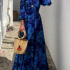 Francesca - Long dress with floral print and off-the-shoulder sleeves