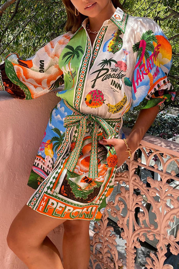 Kim - Belted Pocket Shirt Mini Dress