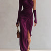 Rosalia - Elegant Purple Maxi Dress Sexy One Shoulder