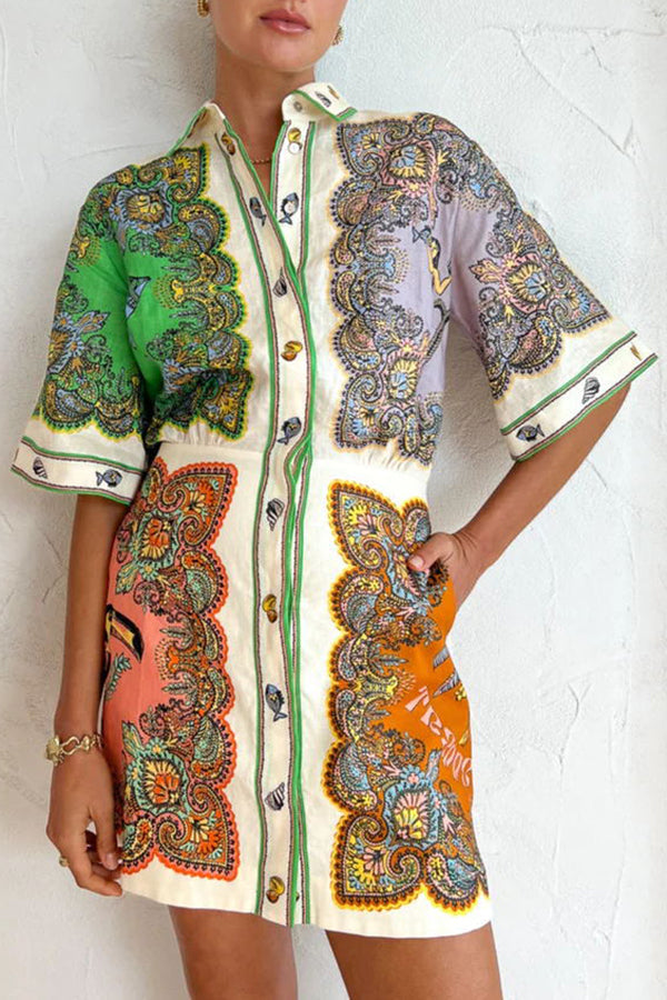 Coco - Mermaid Pocketed Shirt Mini Dress