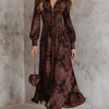 Amelia – Paisley Zip Maxi Dress with Long Sleeves