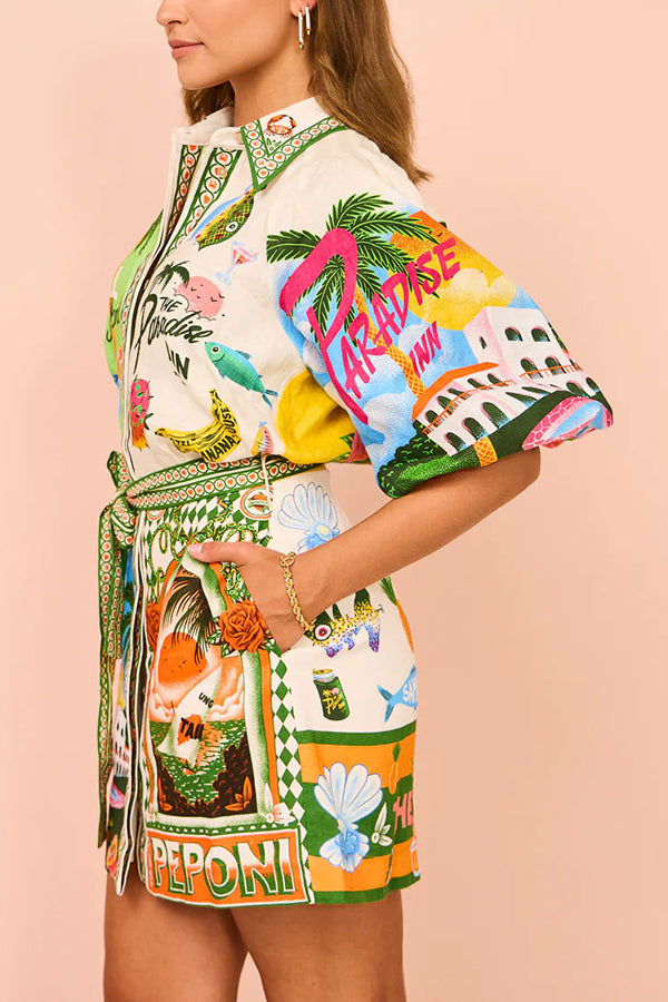 Kim - Belted Pocket Shirt Mini Dress