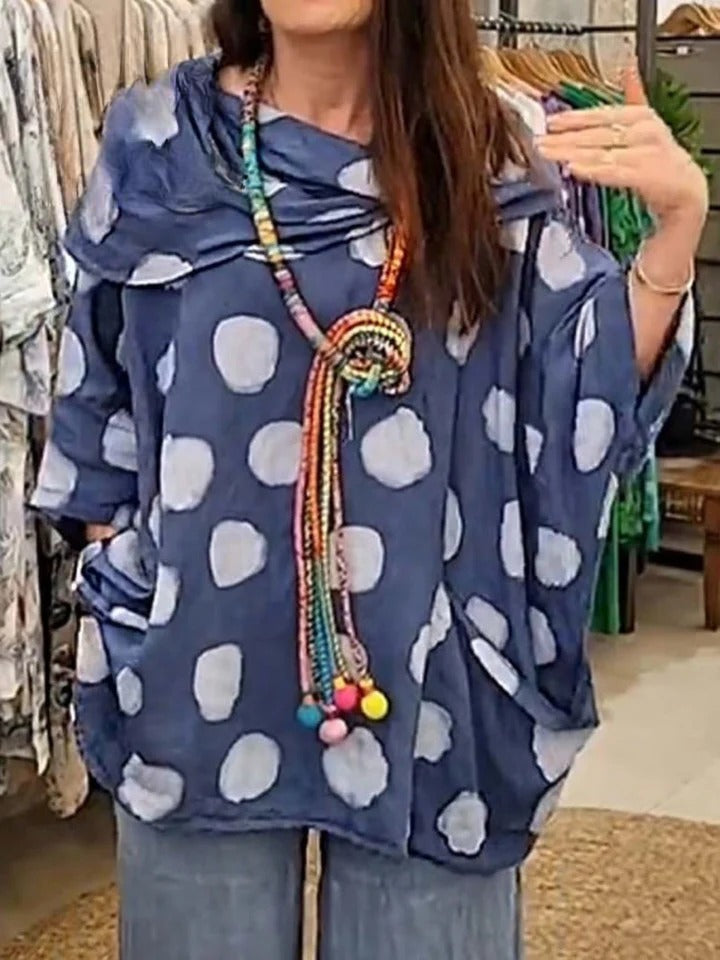 Tanith - Relaxed Fit 3/4 Sleeve Draped Neck Blouse