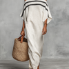 Minimalist Maxi Dress for Women with Off-the-Shoulder Neckline and Batwing Sleeves