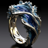Vintage gold ring with sea waves