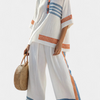 Marcellin | Sophisticated Blue-Orange Striped Top and Pants