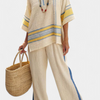Jaxmere | Comfortable Top Mediterranean Blue-Yellow & Linen Pants