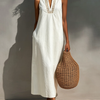 Women's Minimalist Sleeveless Maxi Dress With Cutout Neckline