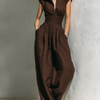Women's Minimalist Jumpsuit With Cap Sleeves And Wide Legs