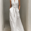 Women's Minimalist V-neck Belted Sleeveless Maxi Dress