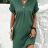 Celine | Casual Button V-Neck Dress
