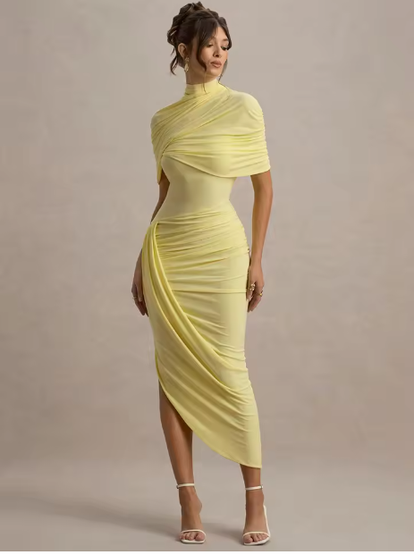 Taylor - Twisted Asymmetric Maxi Cape Dress